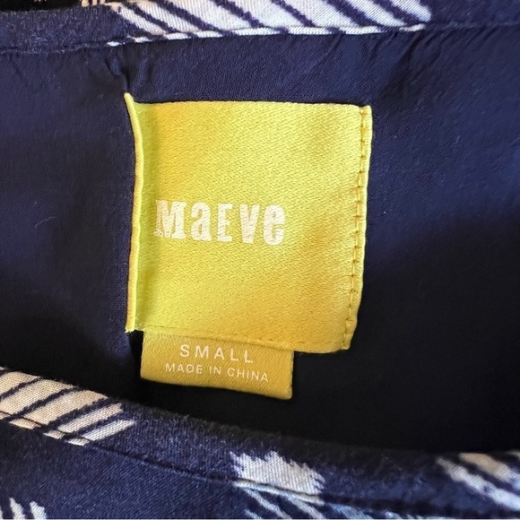 ANTHROPOLOGIE Maeve Indiga Swing Floral Dress Tasseled Back Lace Up Navy Size S - Picture 12 of 15